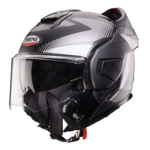 Casca modulabila (flip-back) Caberg model Trip SV Lunar S6 negru/gri/alb mat Pinlock ready - lentila Pinlock inclusa